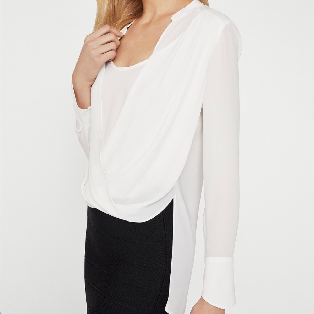 BCBGMAXAZRIA JAKLYN DRAPED FRONT BLOUSE